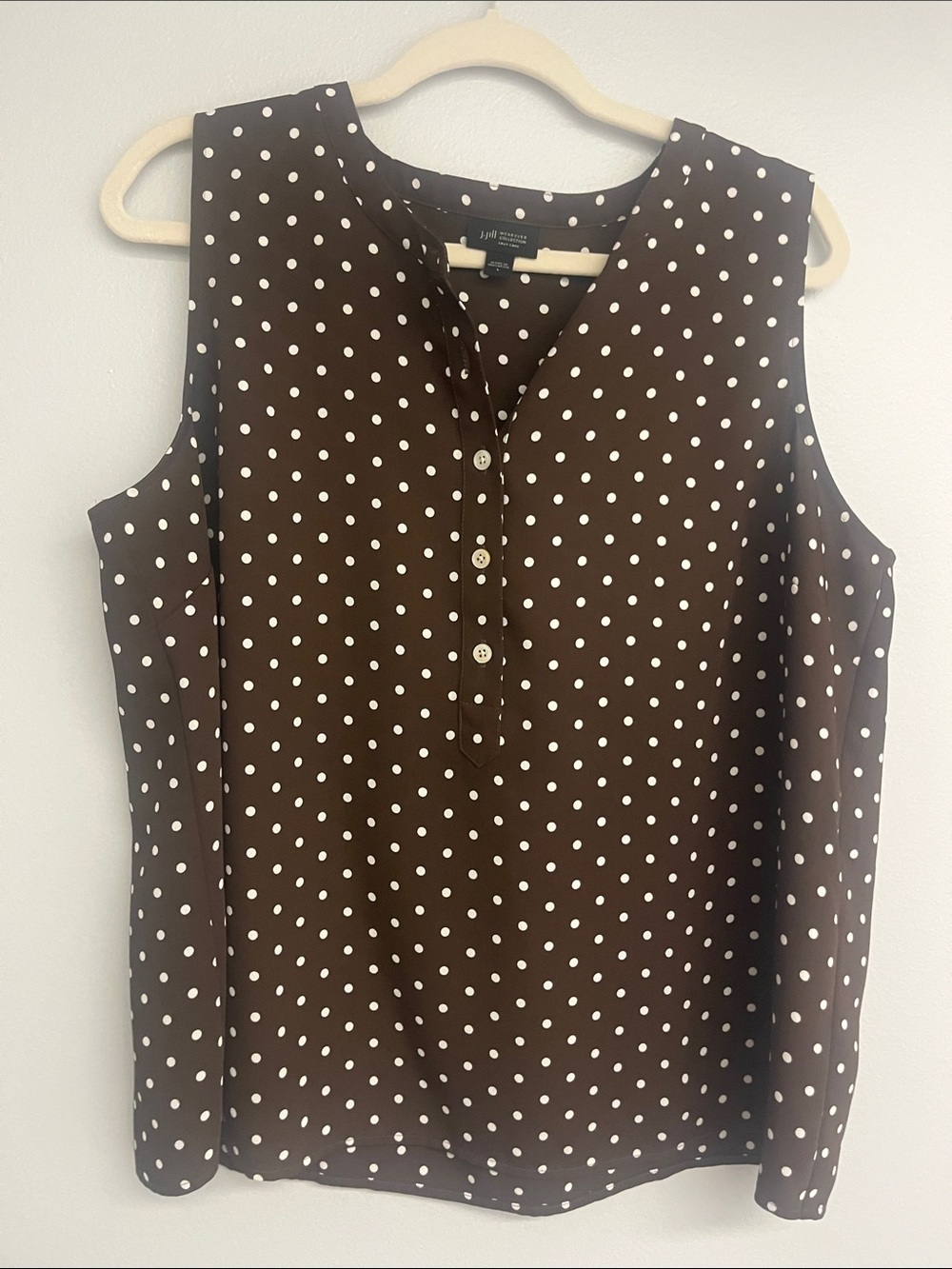 J. Jill Brown Polka Dot Sleeveless Henley Camisole